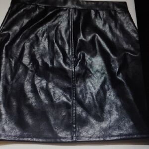 Haute Monde Contemporary Black Leather Medium Skirt.